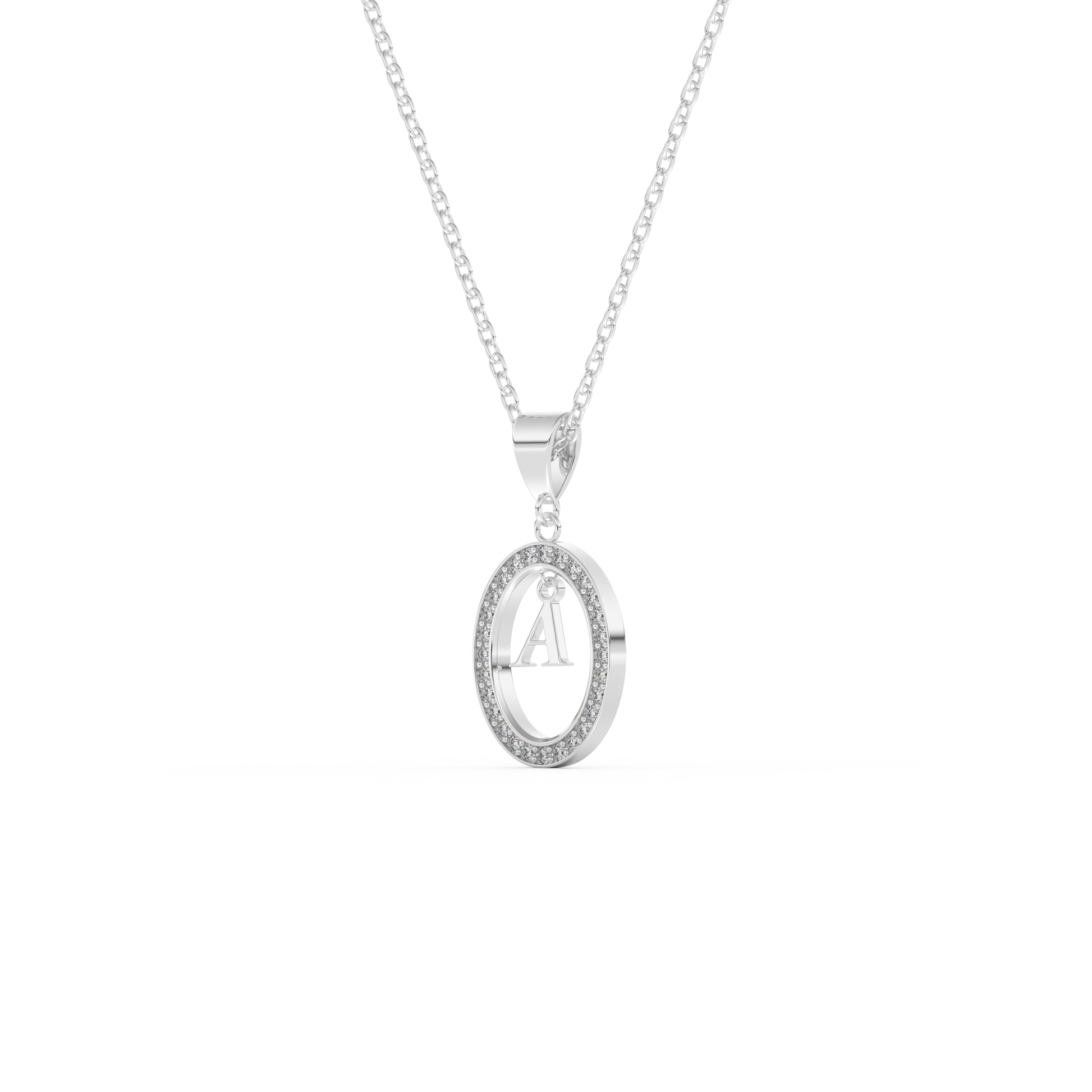 Stunning 0.05 CT Round Moissanite Diamond A Initial Necklace in Solid Gold