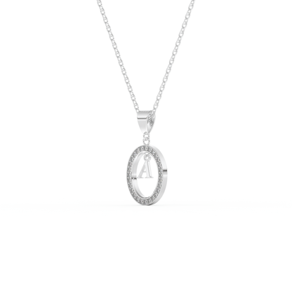 Stunning 0.05 CT Round Moissanite Diamond A Initial Necklace in Solid Gold