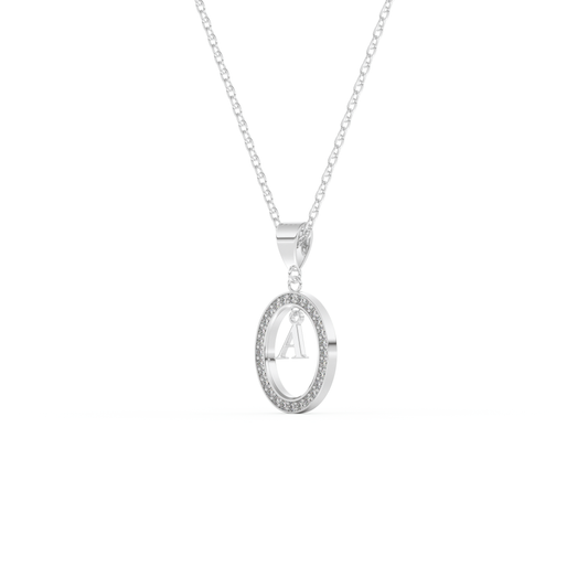 Stunning 0.05 CT Round Moissanite Diamond A Initial Necklace in Solid Gold