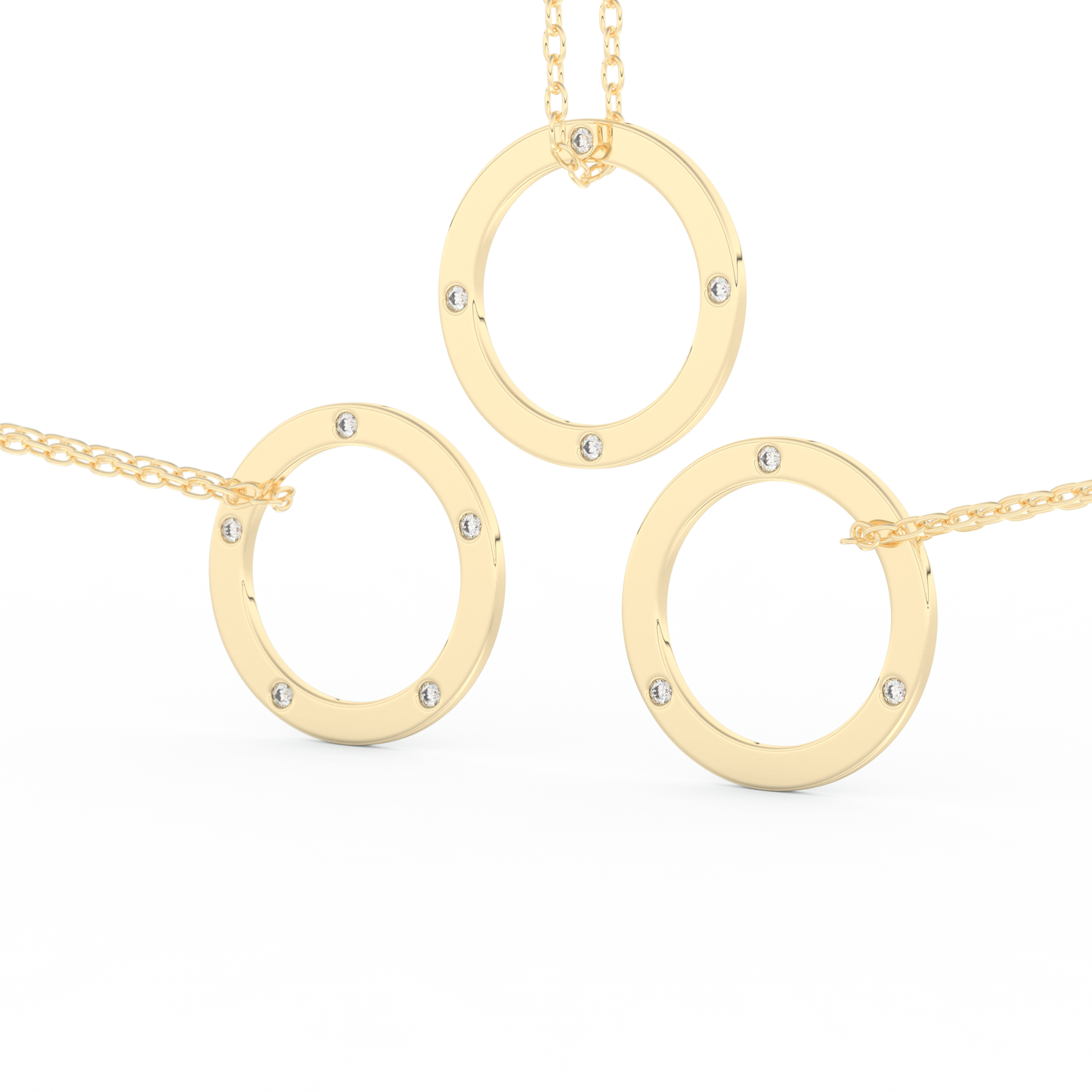 Stunning 0.15 CT Round Moissanite Diamond Circle Necklace in Solid Gold