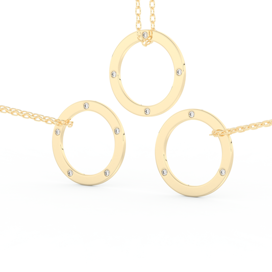 Stunning 0.15 CT Round Moissanite Diamond Circle Necklace in Solid Gold