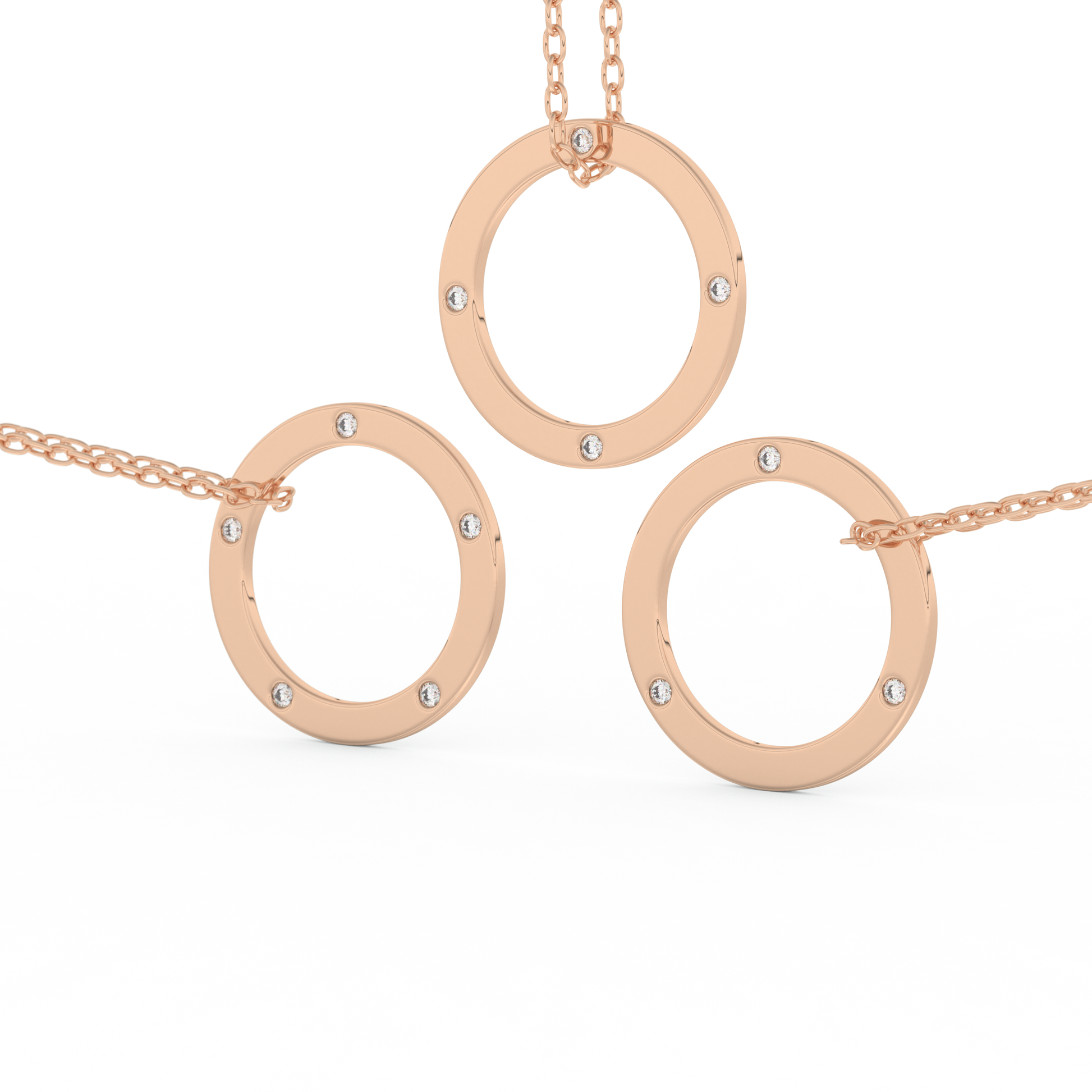 Stunning 0.15 CT Round Moissanite Diamond Circle Necklace in Solid Gold