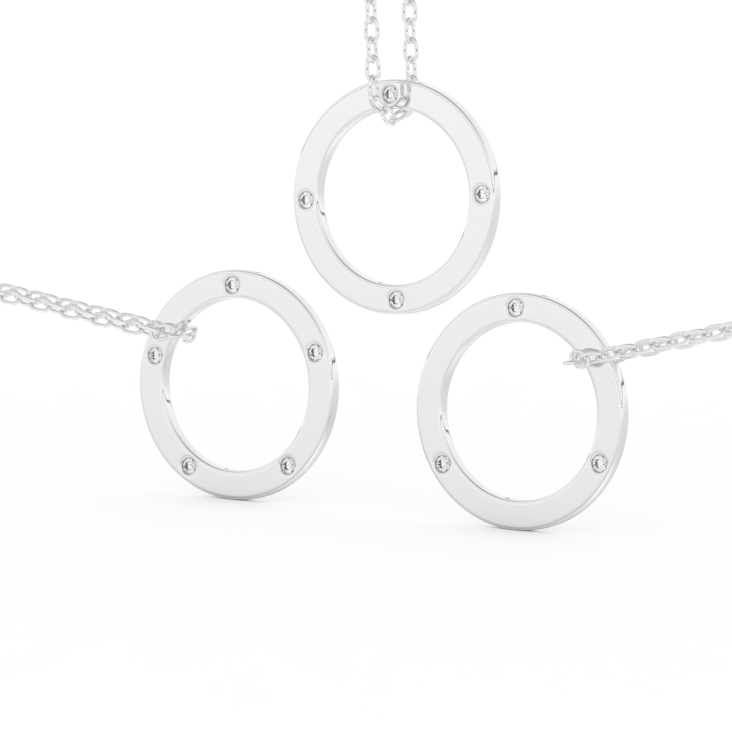 Stunning 0.15 CT Round Moissanite Diamond Circle Necklace in Solid Gold