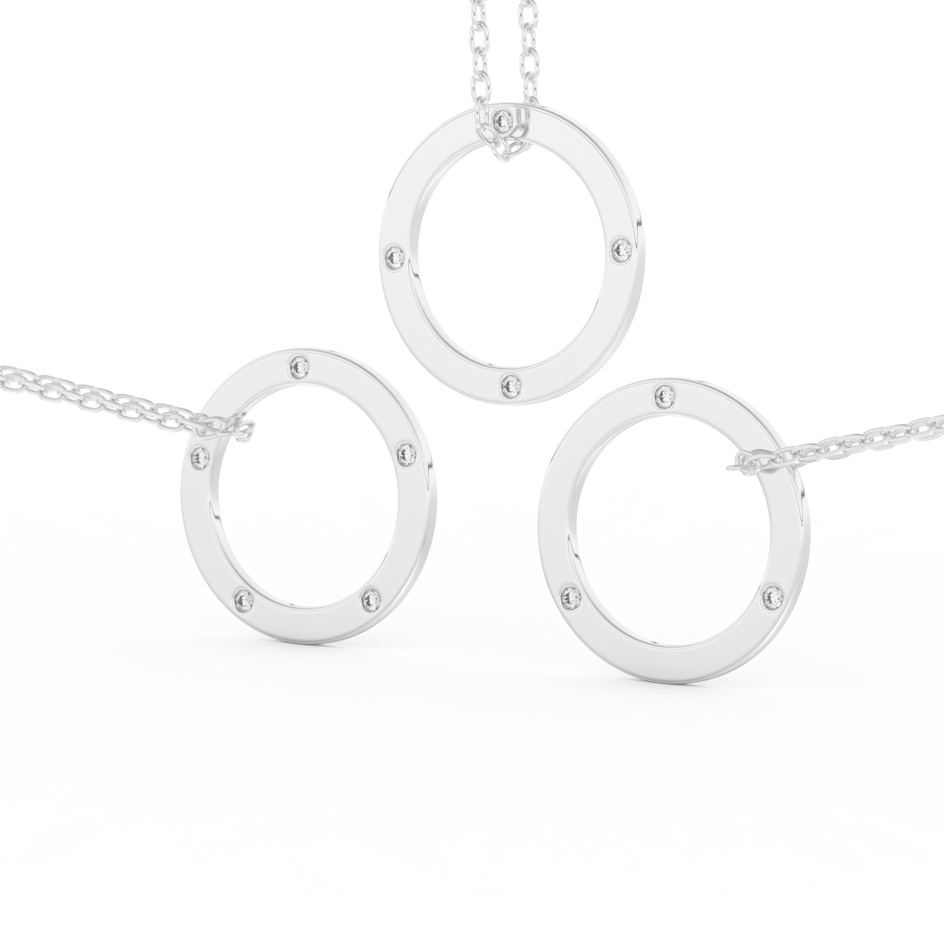 Stunning 0.15 CT Round Moissanite Diamond Circle Necklace in Solid Gold