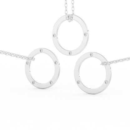 Stunning 0.15 CT Round Moissanite Diamond Circle Necklace in Solid Gold