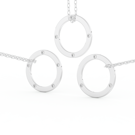 Stunning 0.15 CT Round Moissanite Diamond Circle Necklace in Solid Gold