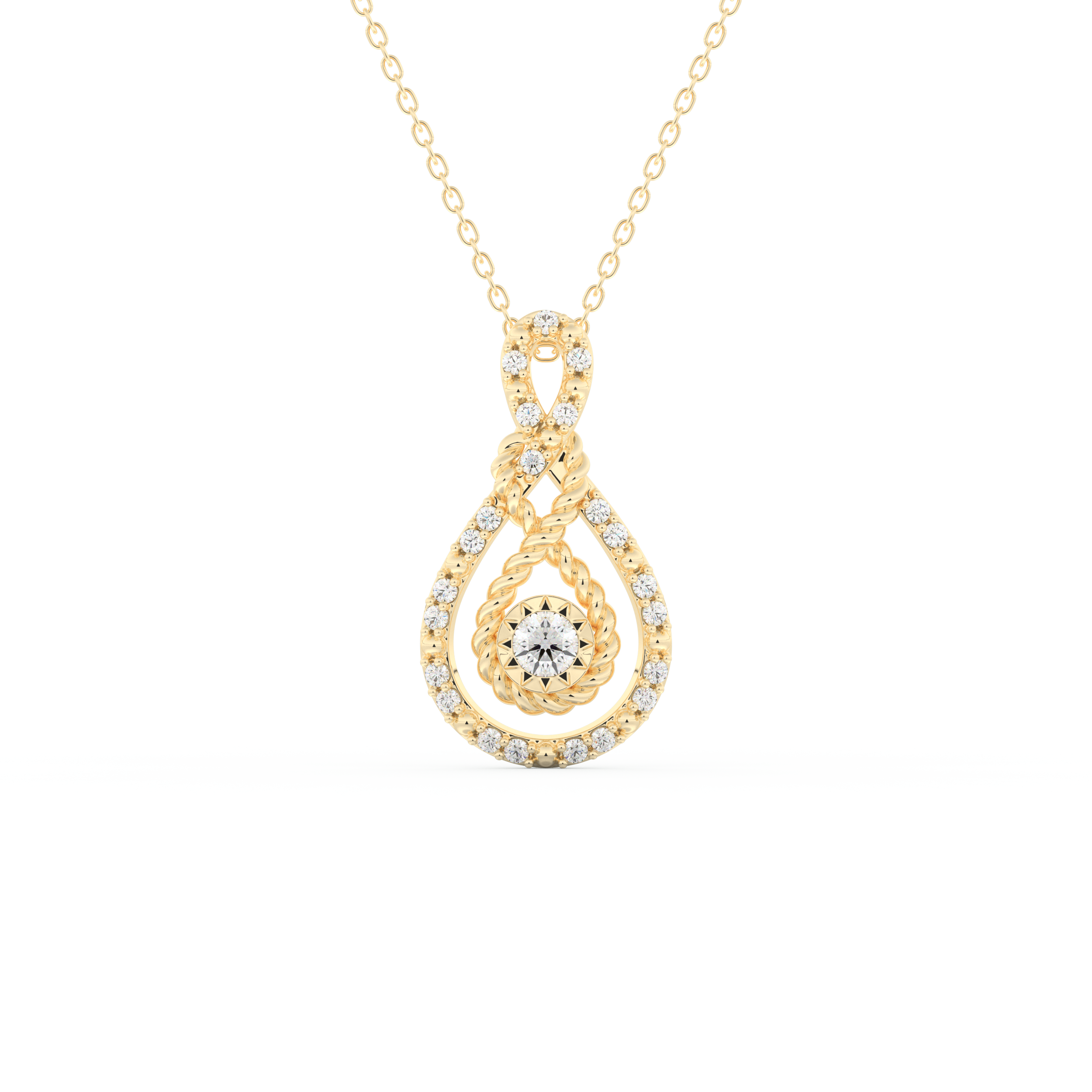 Stunning 0.11 CT Round Moissanite Diamond Multi Stones Necklace in Solid Gold