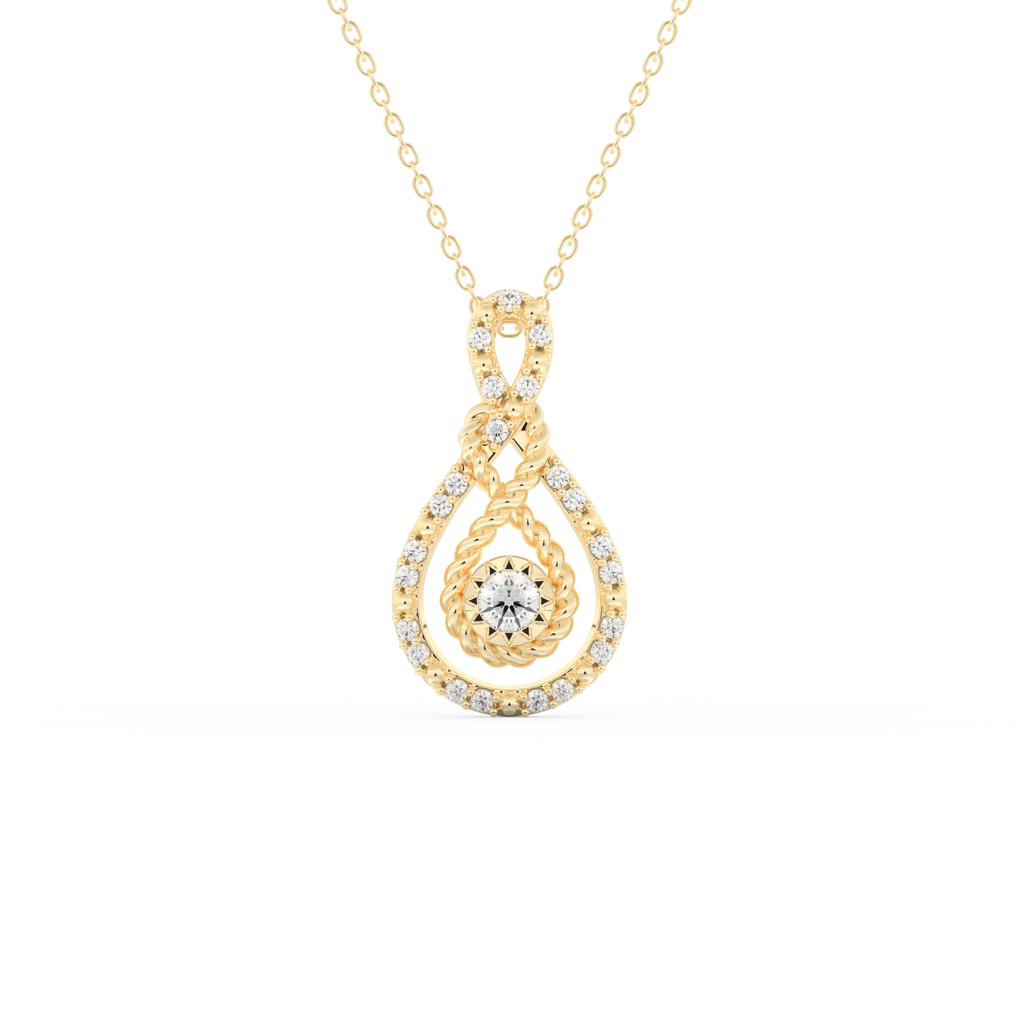 Stunning 0.11 CT Round Moissanite Diamond Multi Stones Necklace in Solid Gold