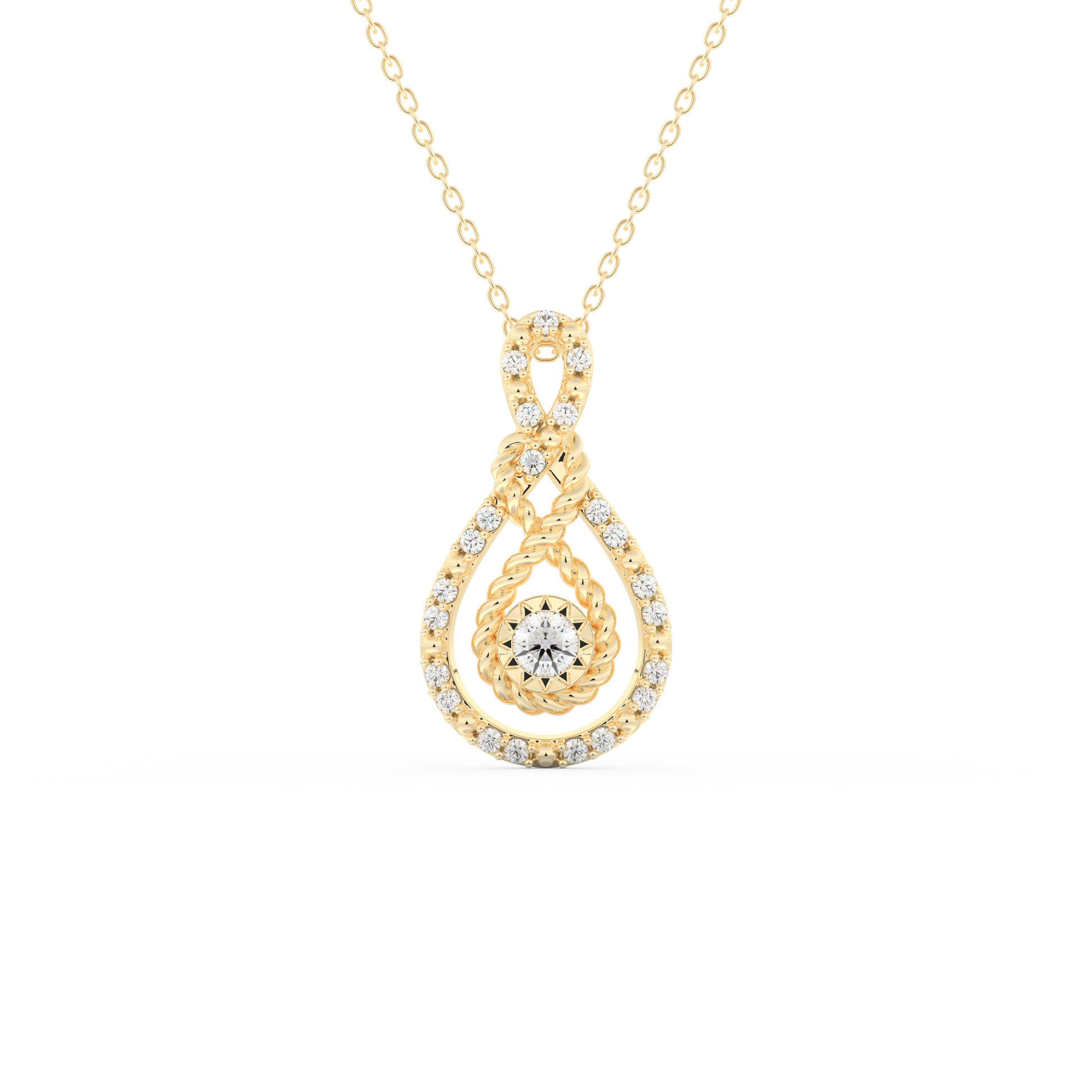 Stunning 0.11 CT Round Moissanite Diamond Multi Stones Necklace in Solid Gold