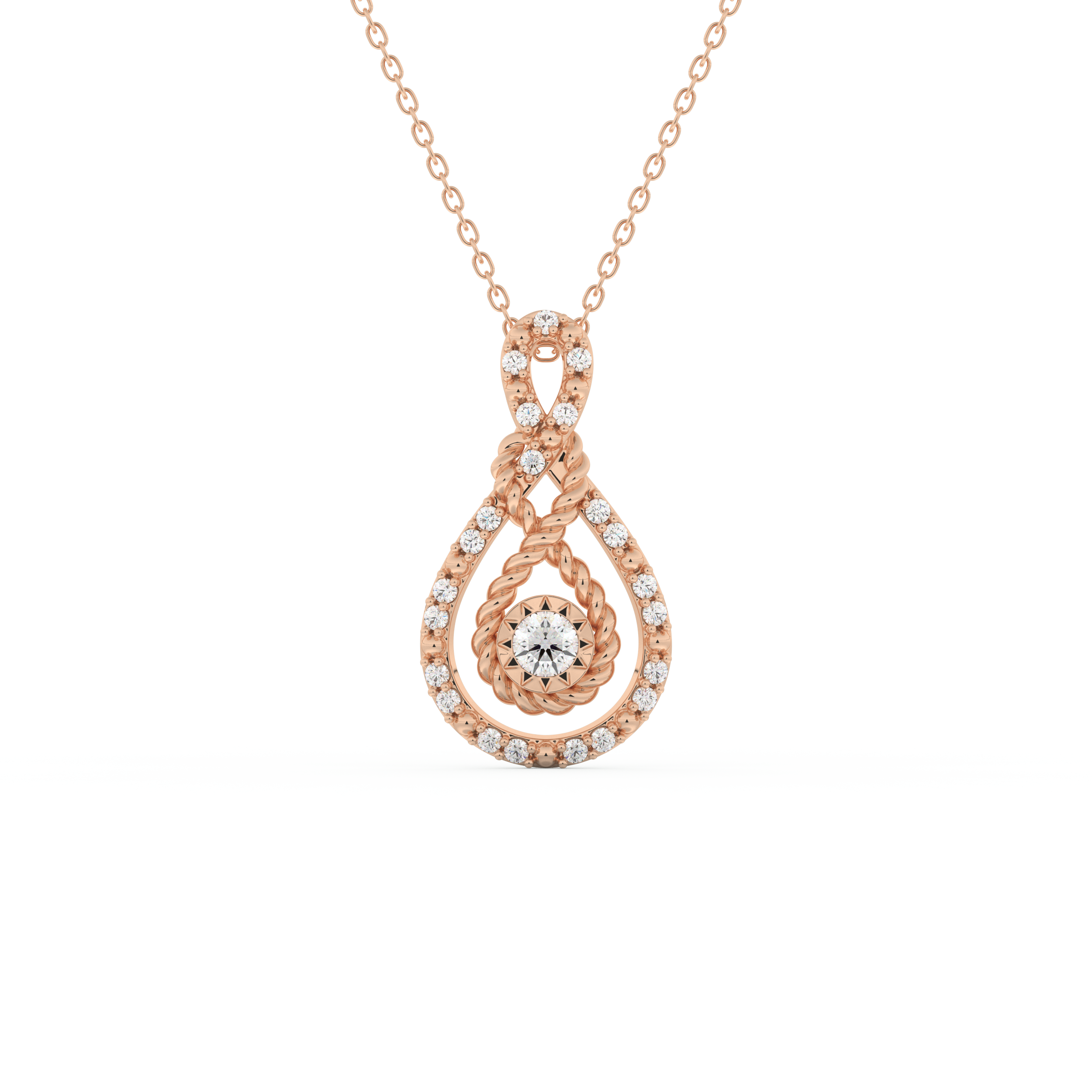 Stunning 0.11 CT Round Moissanite Diamond Multi Stones Necklace in Solid Gold