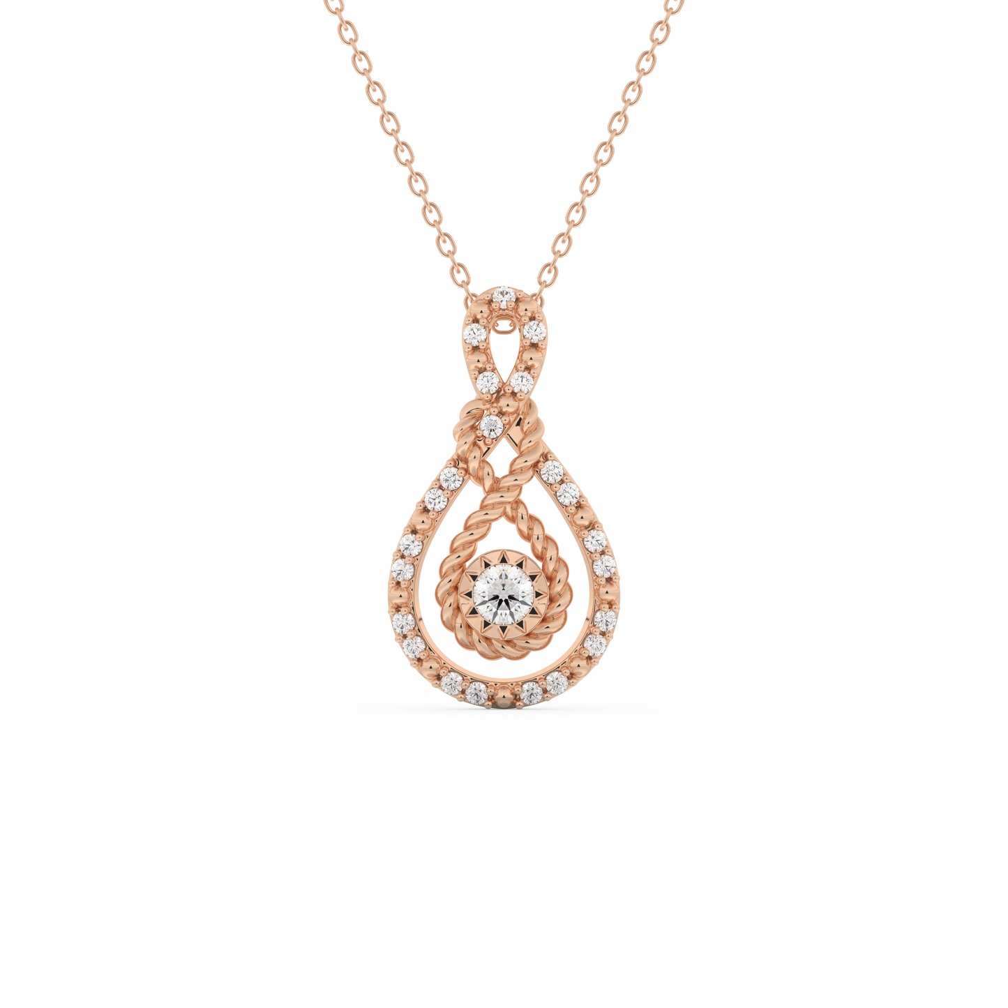 Stunning 0.11 CT Round Moissanite Diamond Multi Stones Necklace in Solid Gold