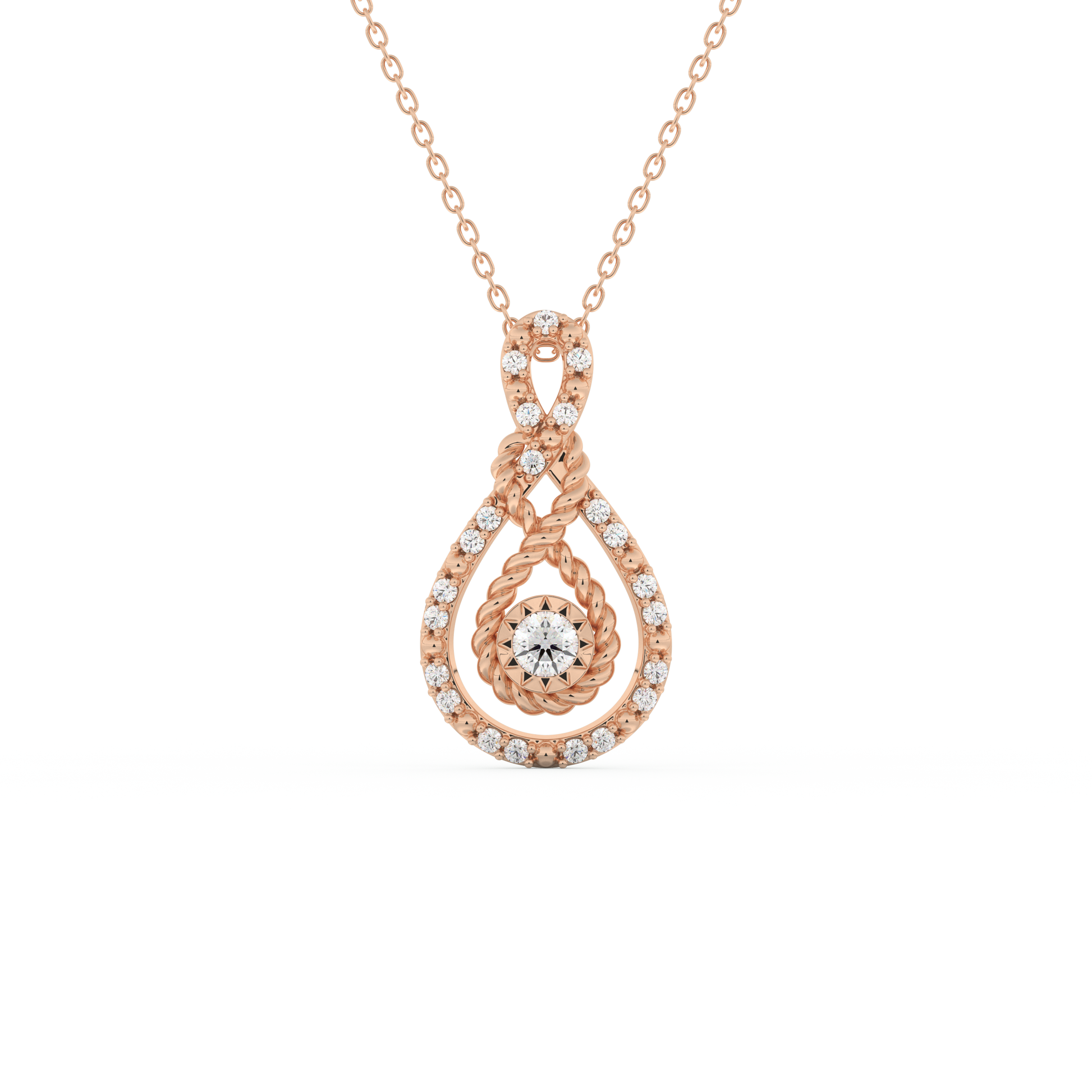 Stunning 0.11 CT Round Moissanite Diamond Multi Stones Necklace in Solid Gold