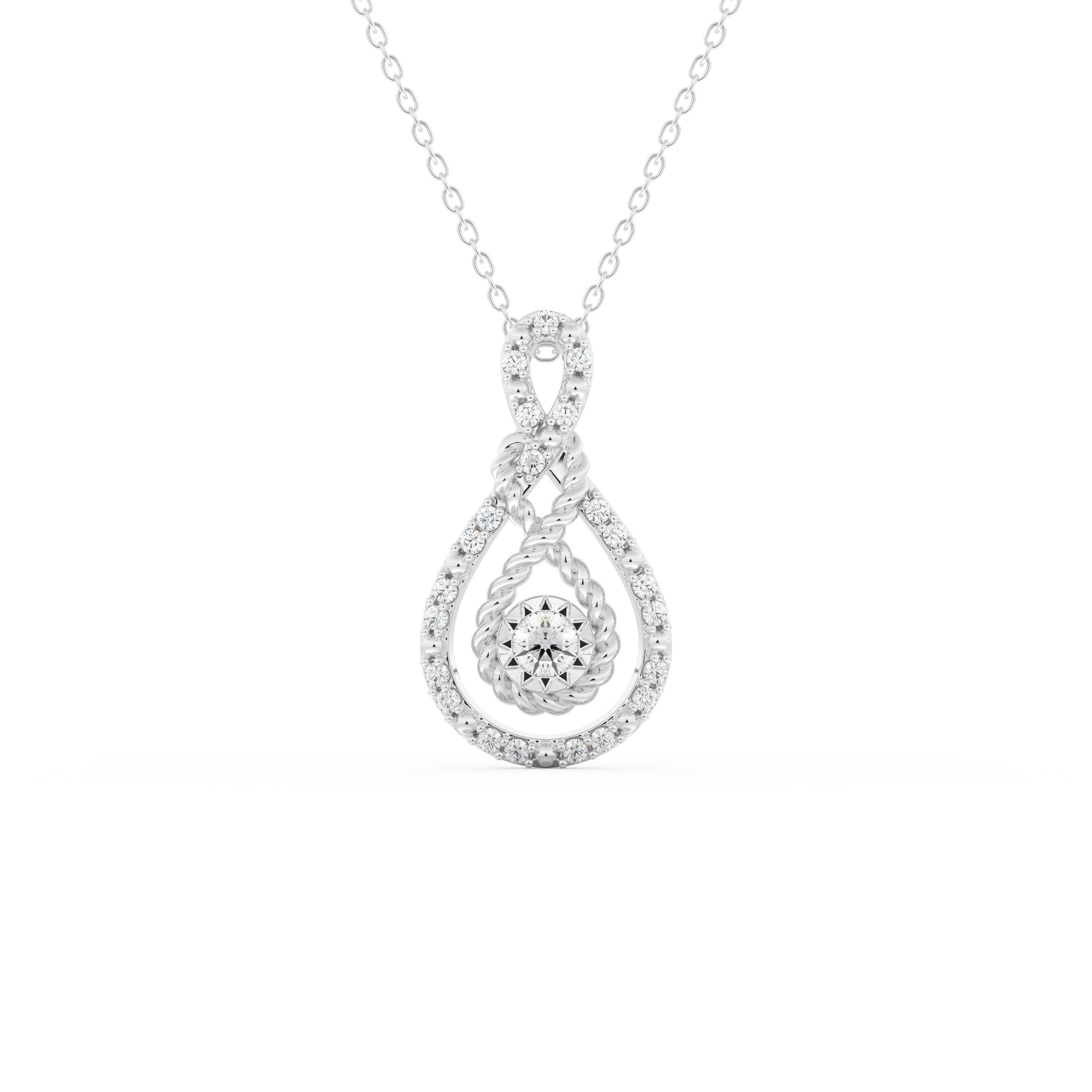 Stunning 0.11 CT Round Moissanite Diamond Multi Stones Necklace in Solid Gold