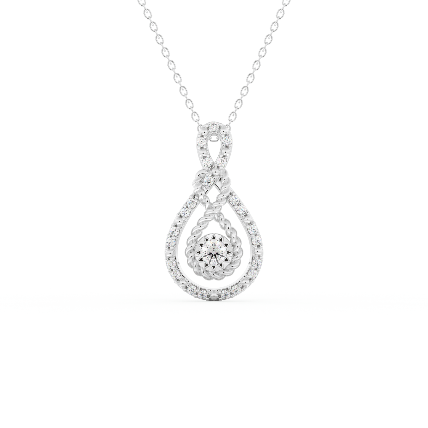 Stunning 0.11 CT Round Moissanite Diamond Multi Stones Necklace in Solid Gold