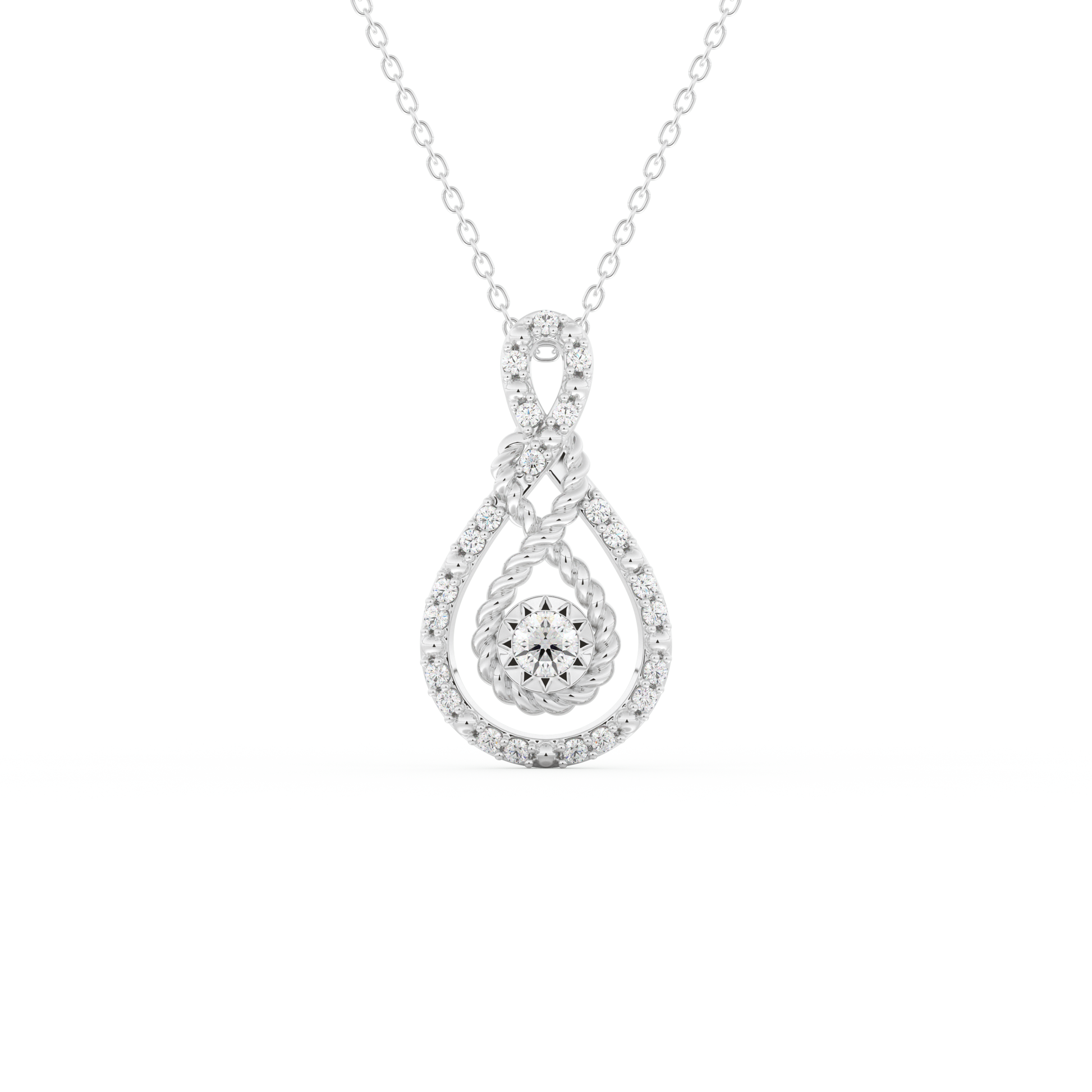 Stunning 0.11 CT Round Moissanite Diamond Multi Stones Necklace in Solid Gold