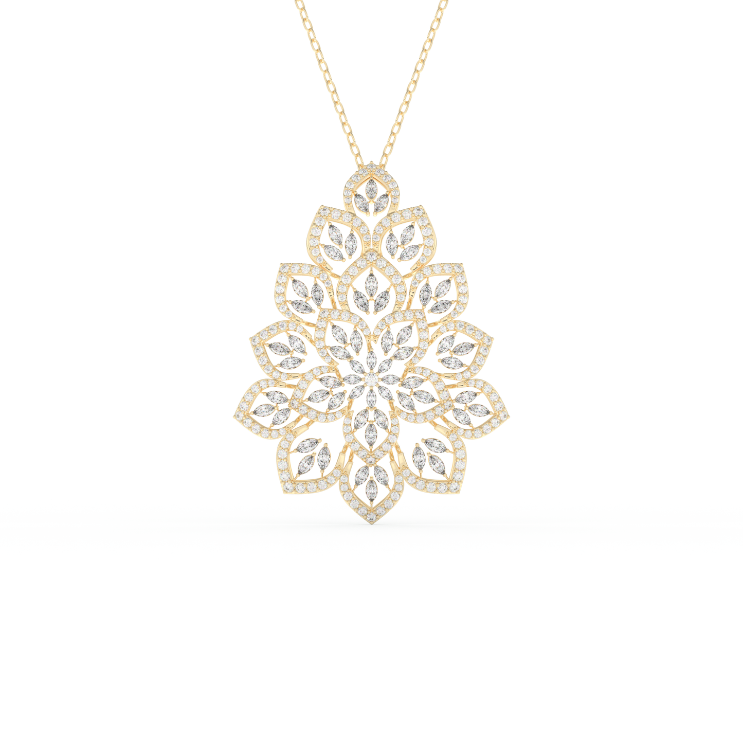 Stunning 0.506 CT Round Moissanite Diamond Floral Necklace in Solid Gold