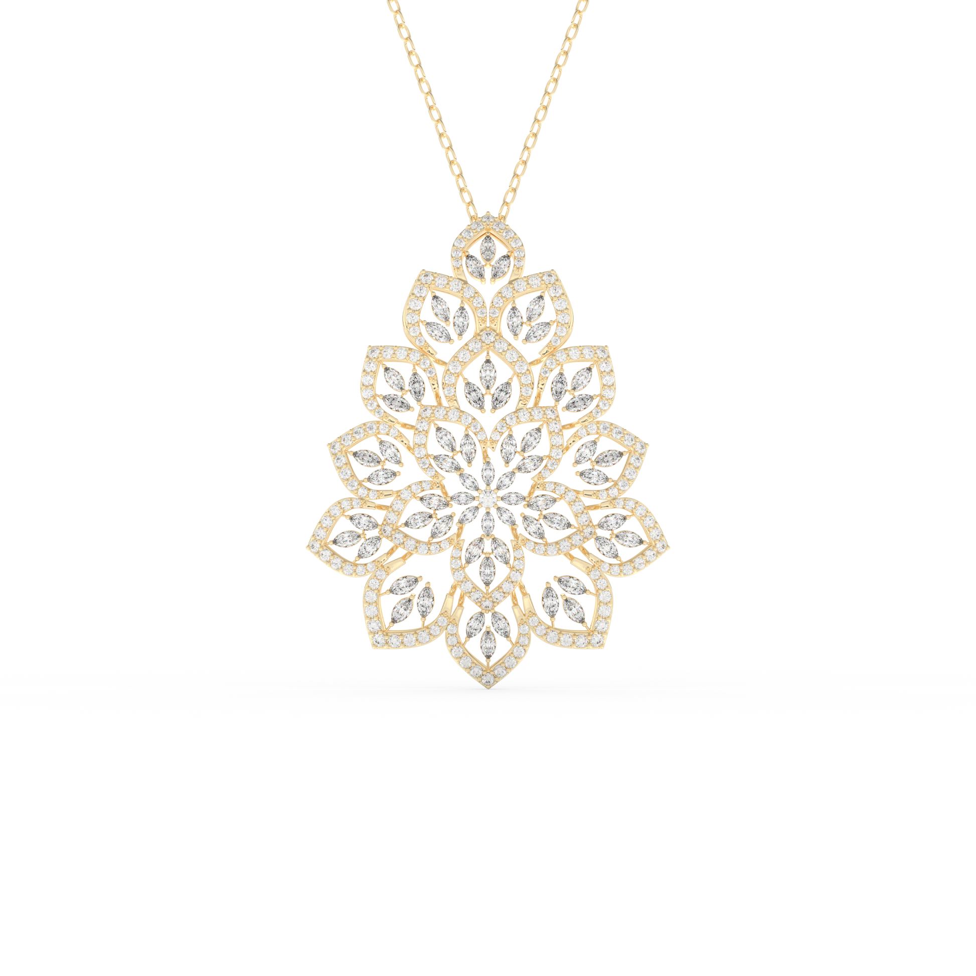 Stunning 0.506 CT Round Moissanite Diamond Floral Necklace in Solid Gold