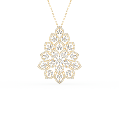 Stunning 0.506 CT Round Moissanite Diamond Floral Necklace in Solid Gold