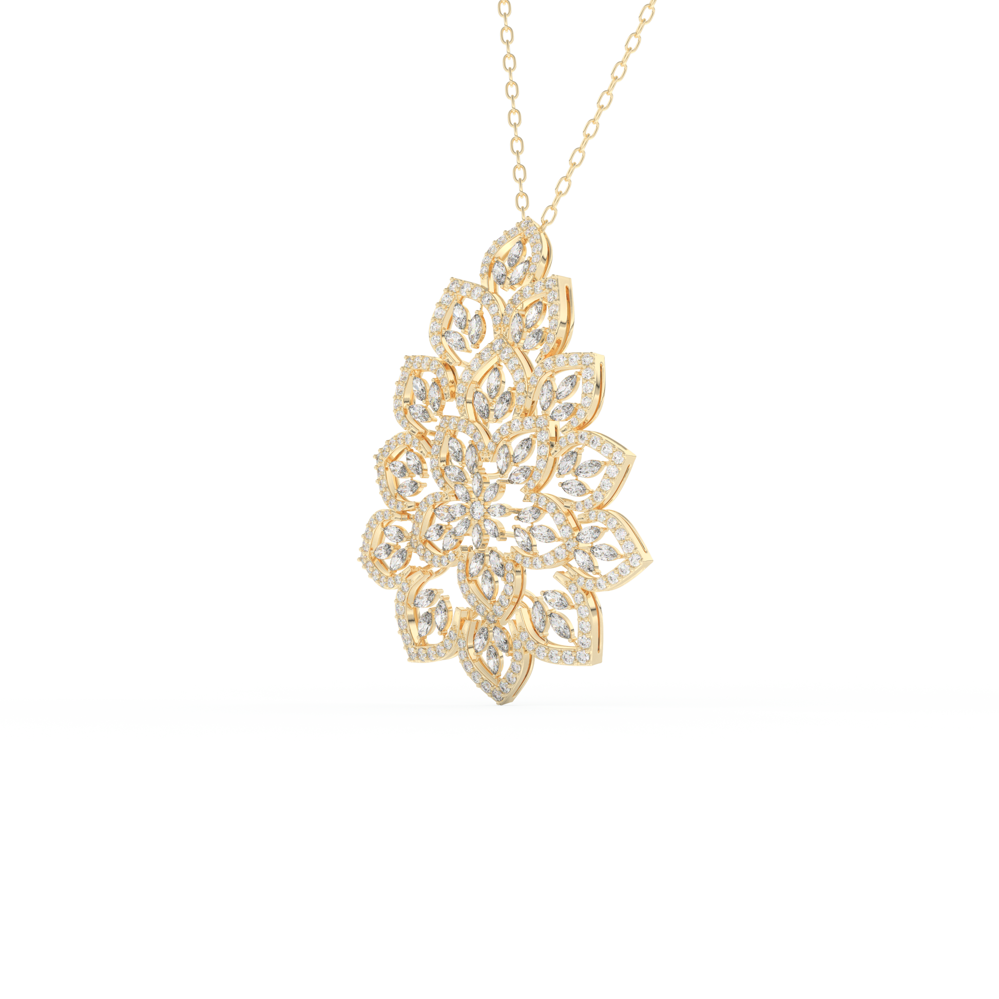 Stunning 0.506 CT Round Moissanite Diamond Floral Necklace in Solid Gold