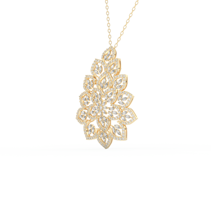 Stunning 0.506 CT Round Moissanite Diamond Floral Necklace in Solid Gold