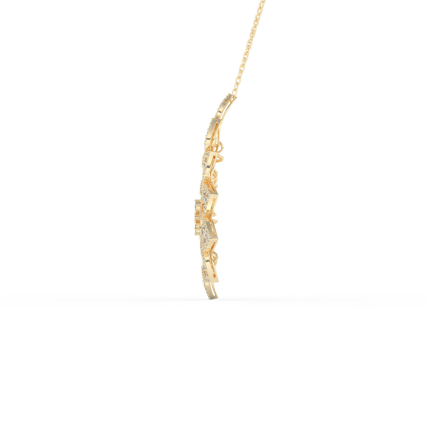 Stunning 0.506 CT Round Moissanite Diamond Floral Necklace in Solid Gold