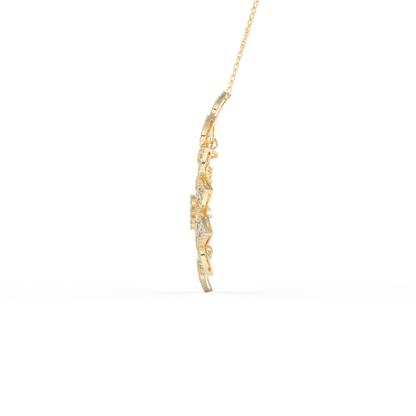 Stunning 0.506 CT Round Moissanite Diamond Floral Necklace in Solid Gold
