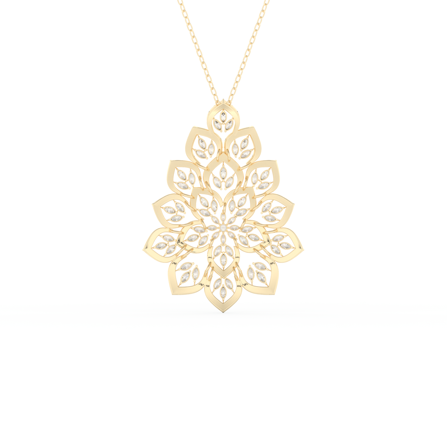 Stunning 0.506 CT Round Moissanite Diamond Floral Necklace in Solid Gold