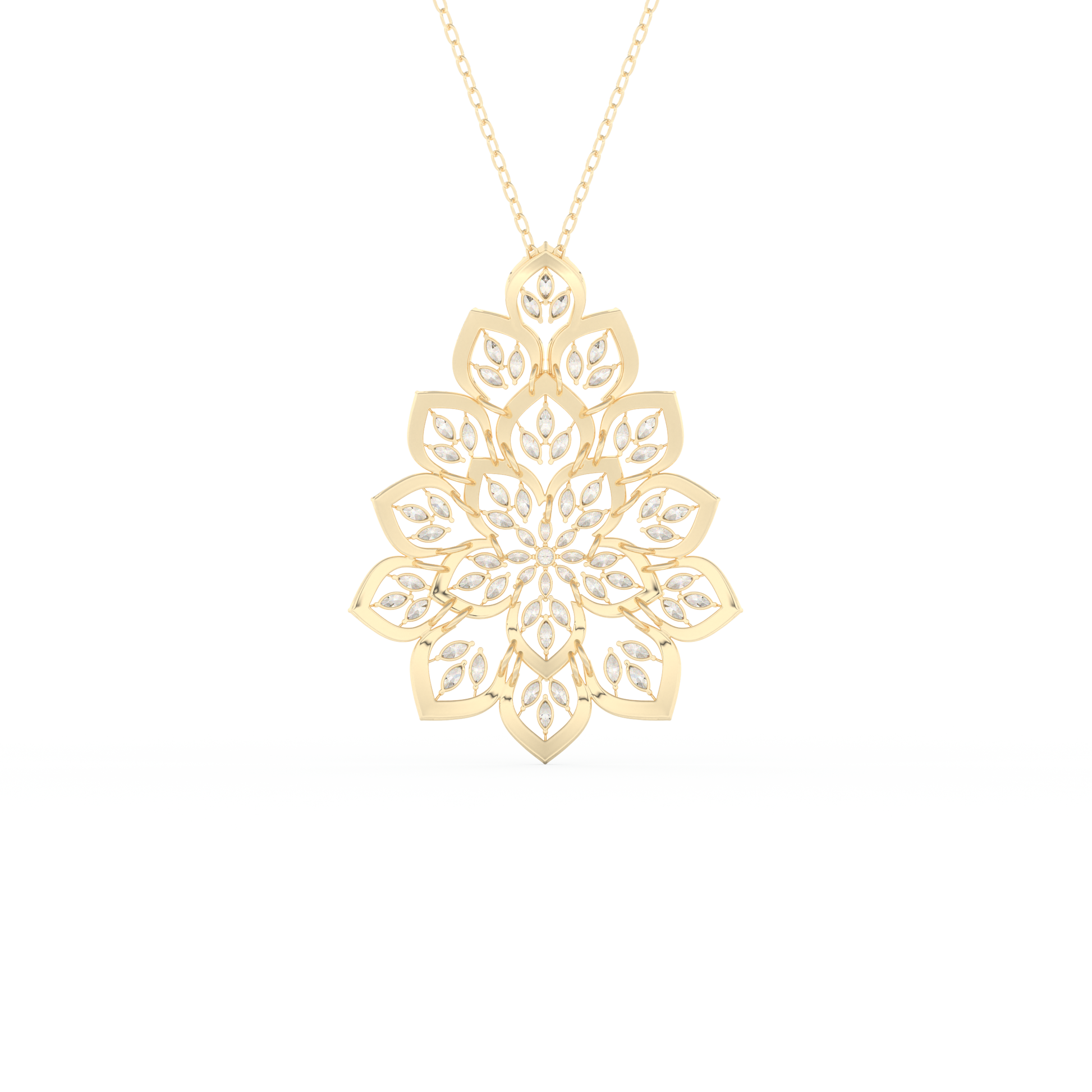 Stunning 0.506 CT Round Moissanite Diamond Floral Necklace in Solid Gold
