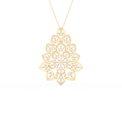 Stunning 0.506 CT Round Moissanite Diamond Floral Necklace in Solid Gold