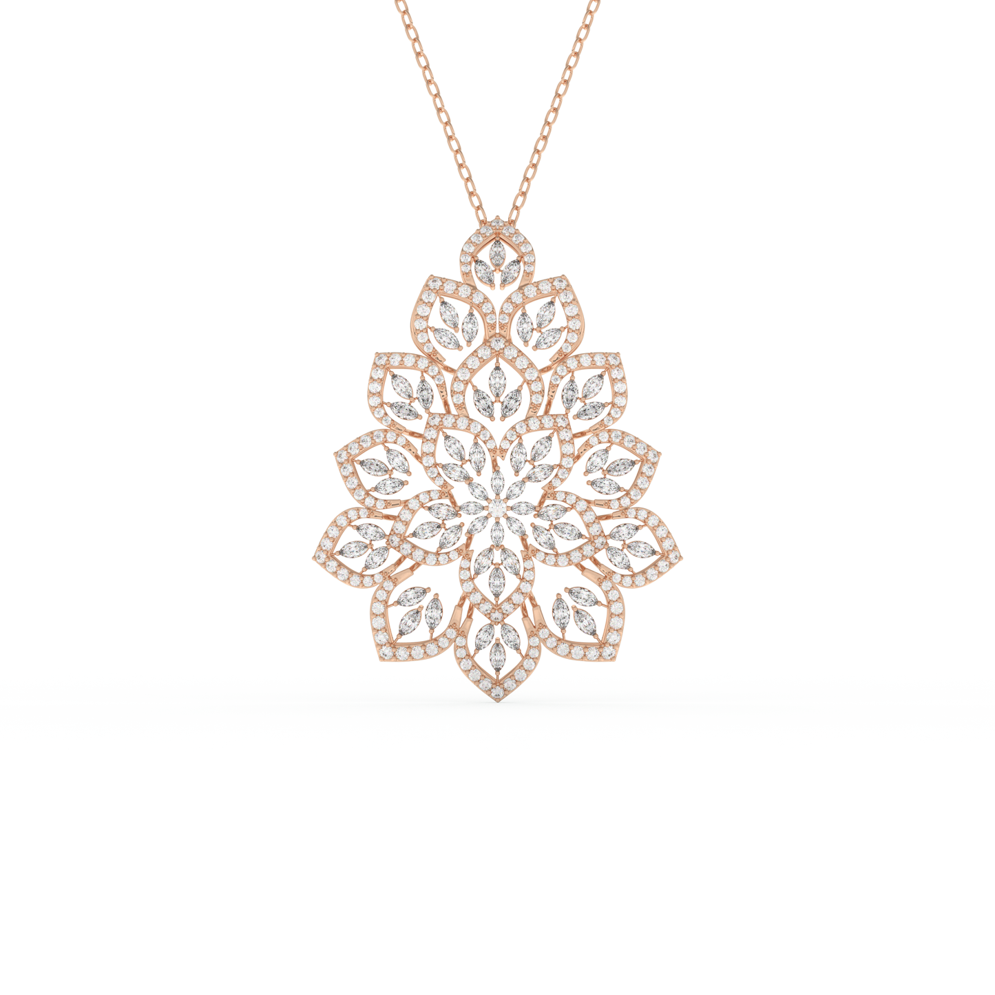 Stunning 0.506 CT Round Moissanite Diamond Floral Necklace in Solid Gold