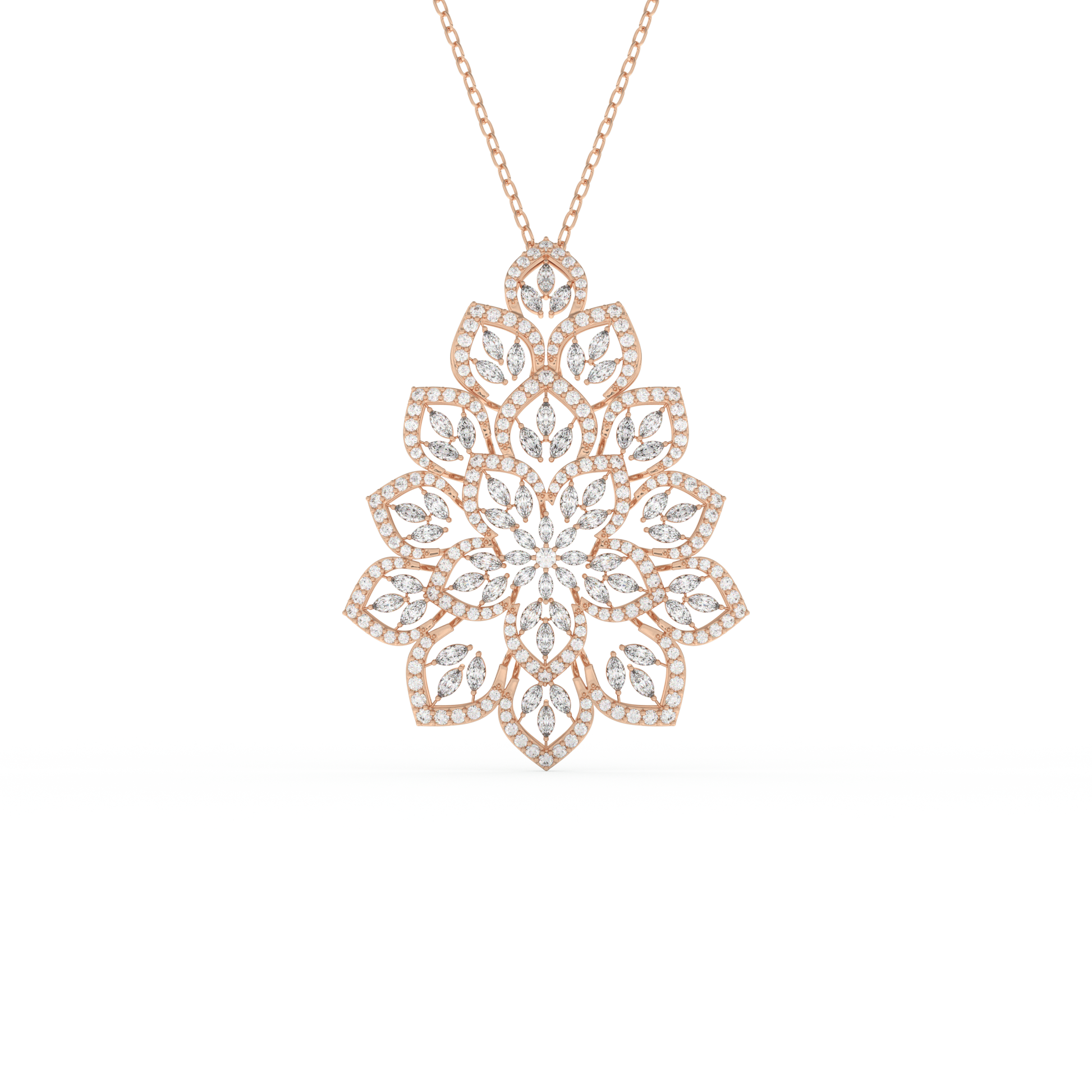 Stunning 0.506 CT Round Moissanite Diamond Floral Necklace in Solid Gold
