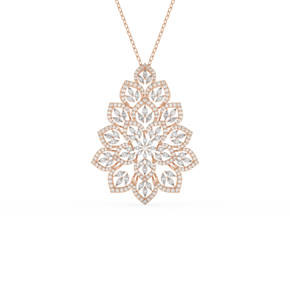 Stunning 0.506 CT Round Moissanite Diamond Floral Necklace in Solid Gold