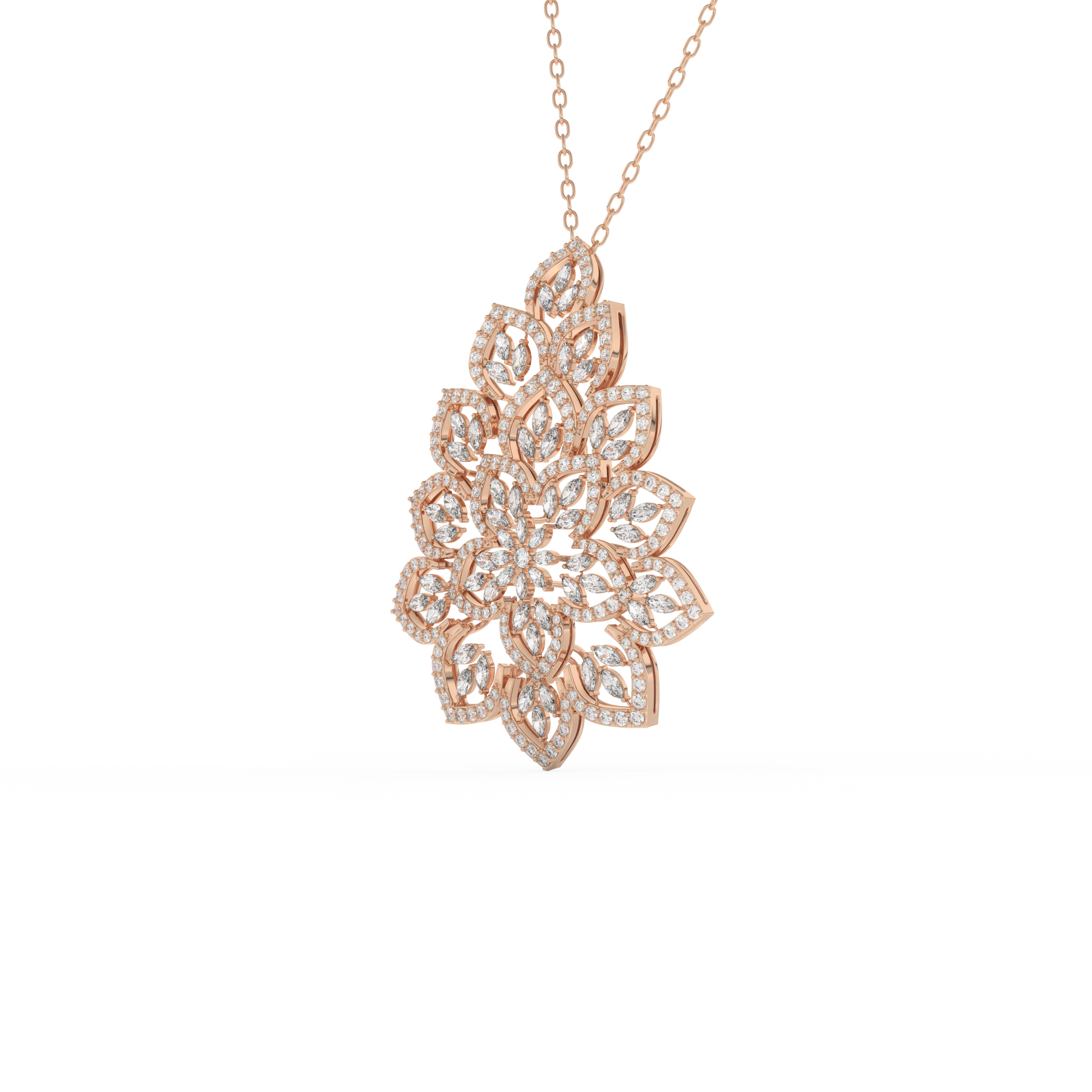 Stunning 0.506 CT Round Moissanite Diamond Floral Necklace in Solid Gold