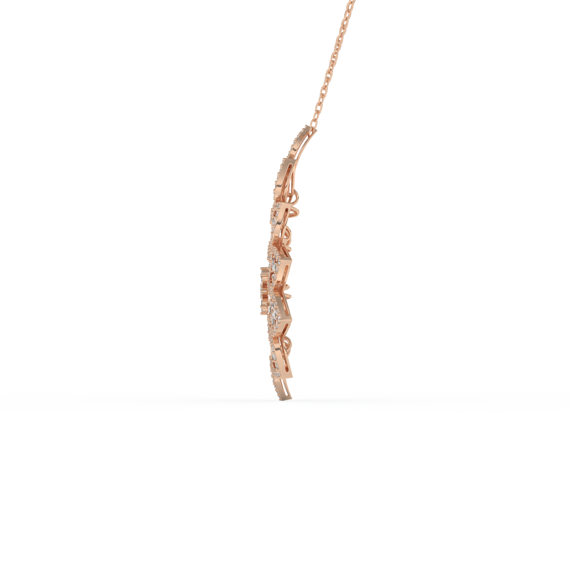 Stunning 0.506 CT Round Moissanite Diamond Floral Necklace in Solid Gold