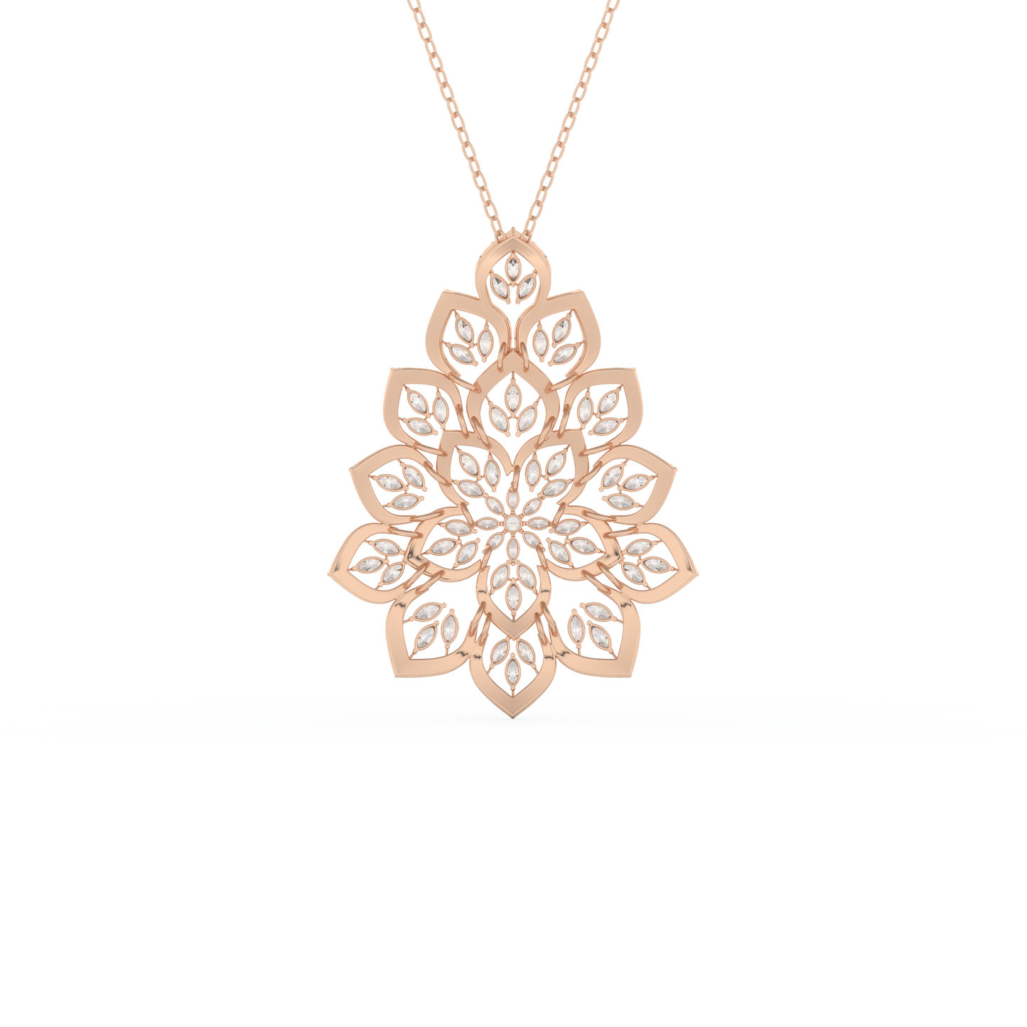 Stunning 0.506 CT Round Moissanite Diamond Floral Necklace in Solid Gold
