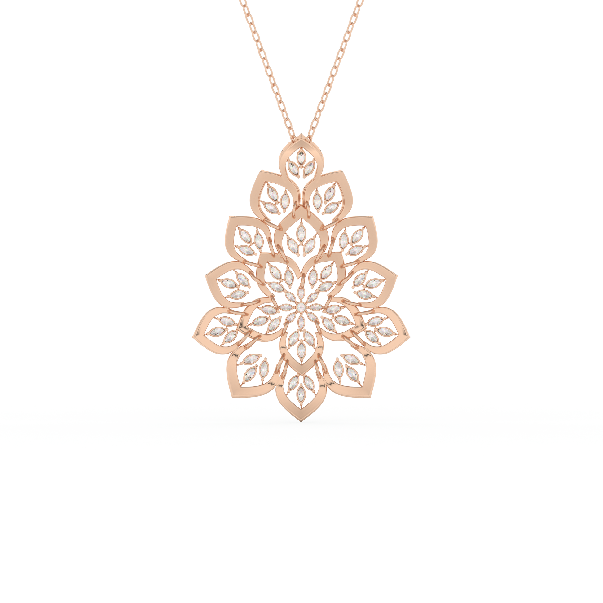 Stunning 0.506 CT Round Moissanite Diamond Floral Necklace in Solid Gold
