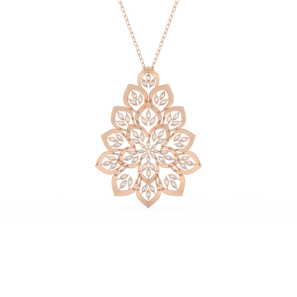 Stunning 0.506 CT Round Moissanite Diamond Floral Necklace in Solid Gold