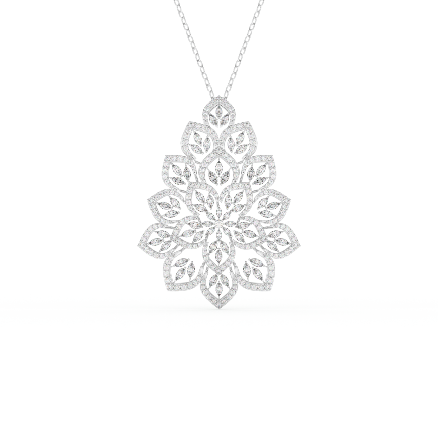 Stunning 0.506 CT Round Moissanite Diamond Floral Necklace in Solid Gold