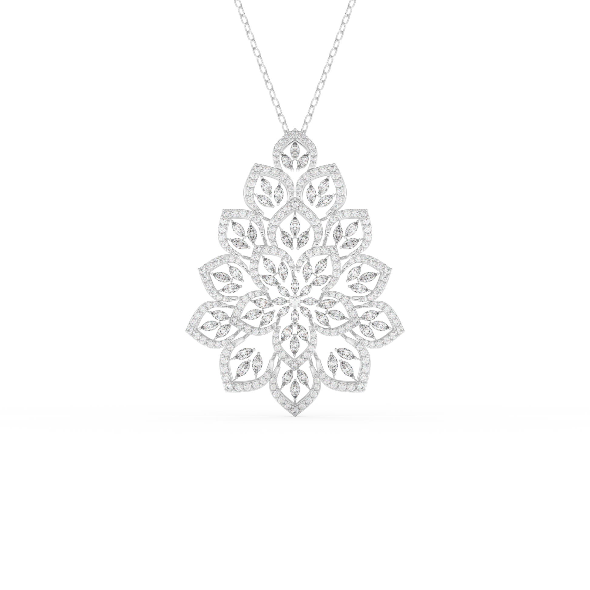 Stunning 0.506 CT Round Moissanite Diamond Floral Necklace in Solid Gold