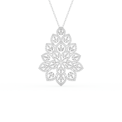 Stunning 0.506 CT Round Moissanite Diamond Floral Necklace in Solid Gold