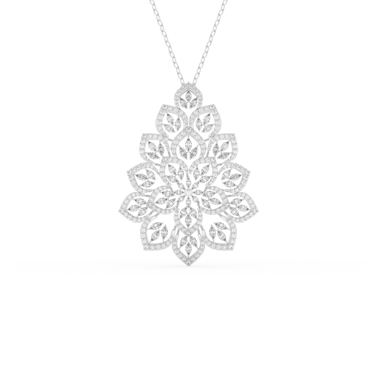 Stunning 0.506 CT Round Moissanite Diamond Floral Necklace in Solid Gold