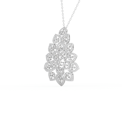 Stunning 0.506 CT Round Moissanite Diamond Floral Necklace in Solid Gold