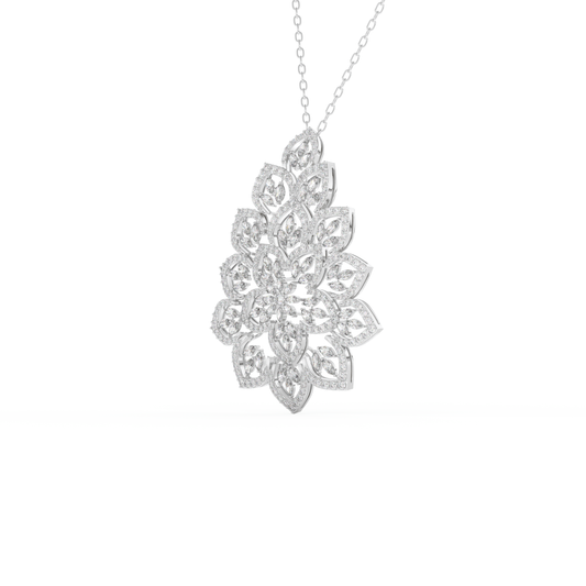 Stunning 0.506 CT Round Moissanite Diamond Floral Necklace in Solid Gold
