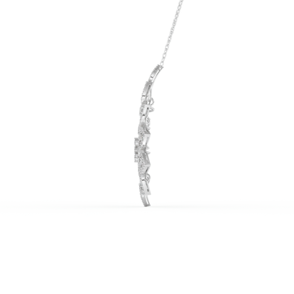 Stunning 0.506 CT Round Moissanite Diamond Floral Necklace in Solid Gold