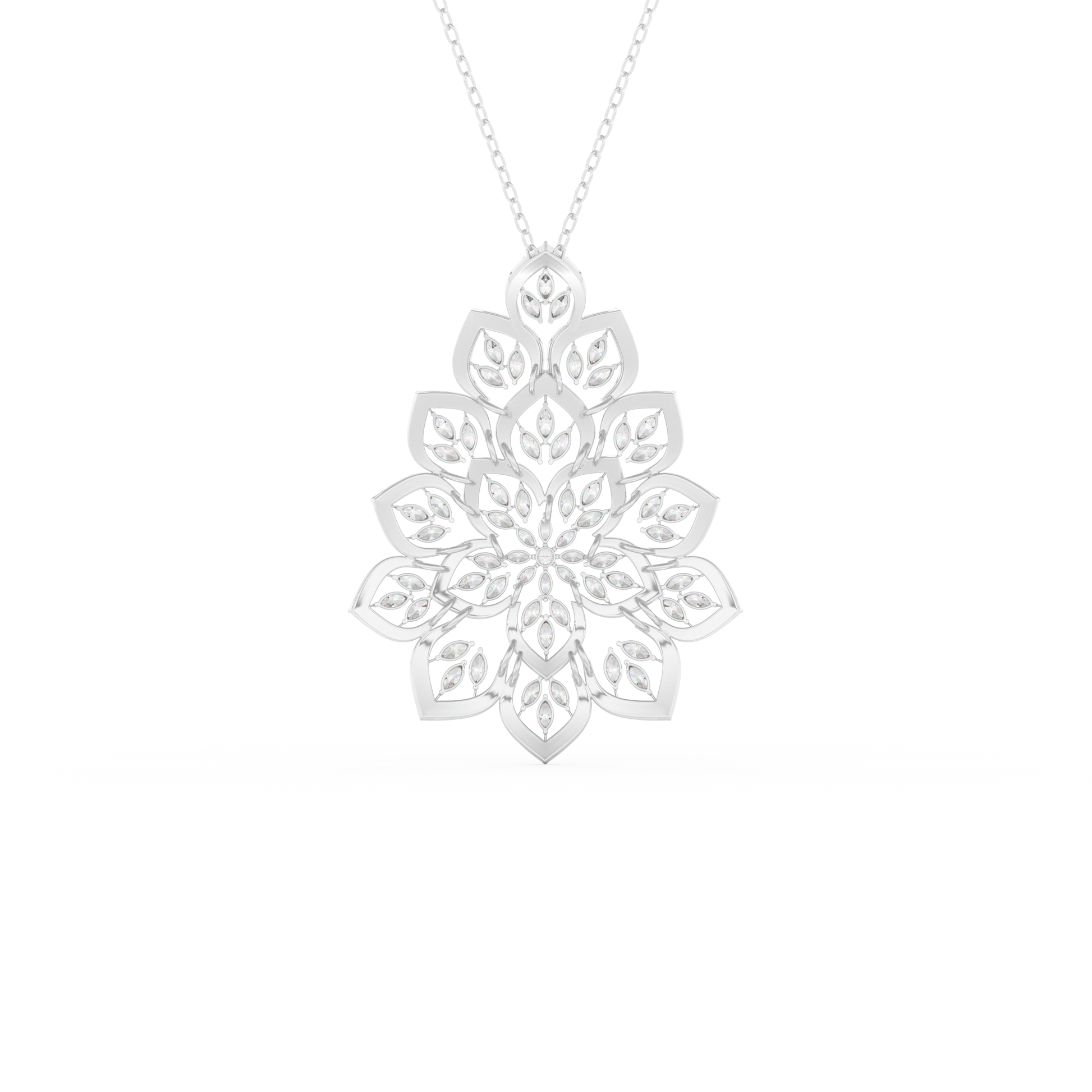 Stunning 0.506 CT Round Moissanite Diamond Floral Necklace in Solid Gold