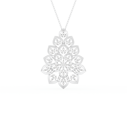 Stunning 0.506 CT Round Moissanite Diamond Floral Necklace in Solid Gold