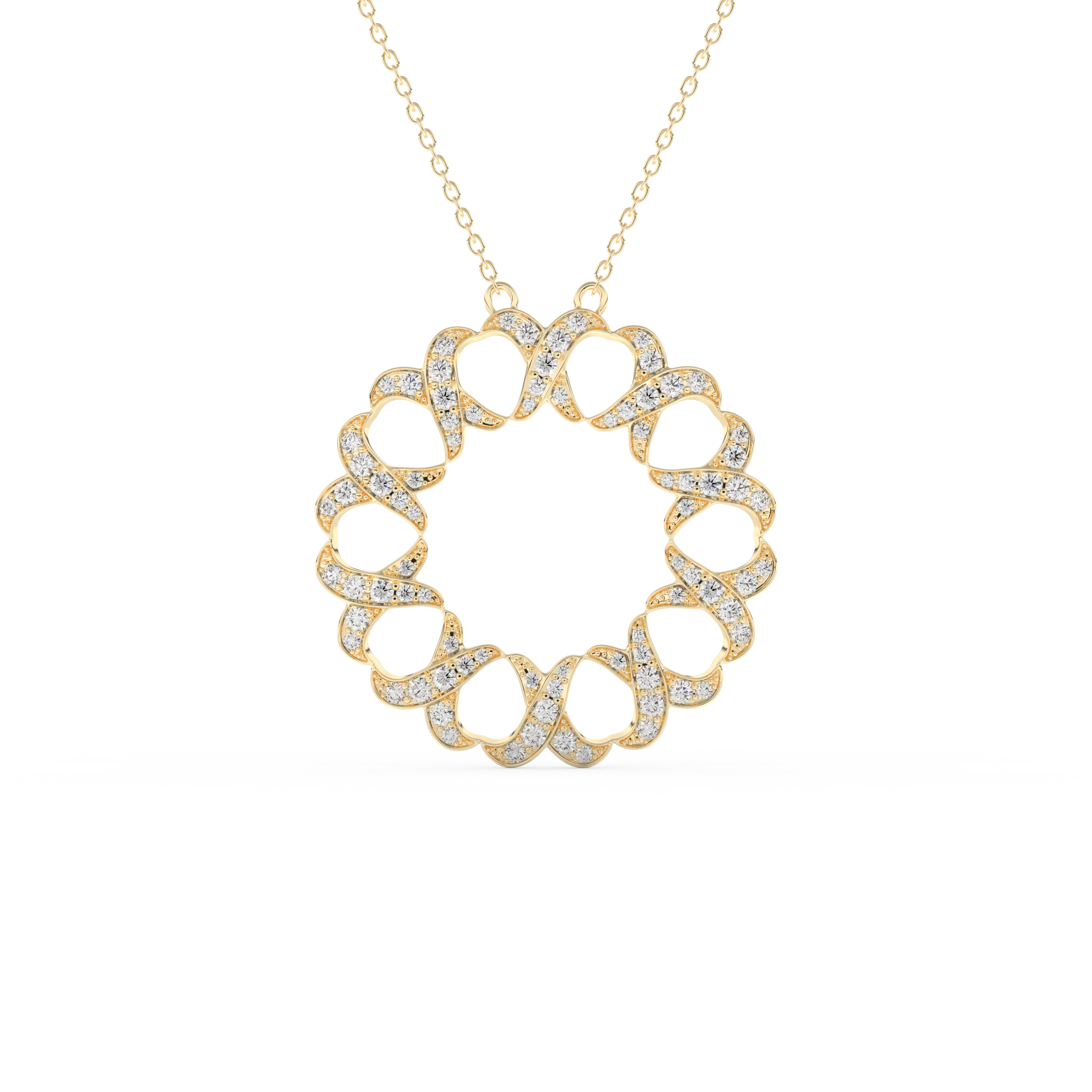 Stunning 0.302 CT Round Moissanite Diamond Spiral Necklace in Solid Gold