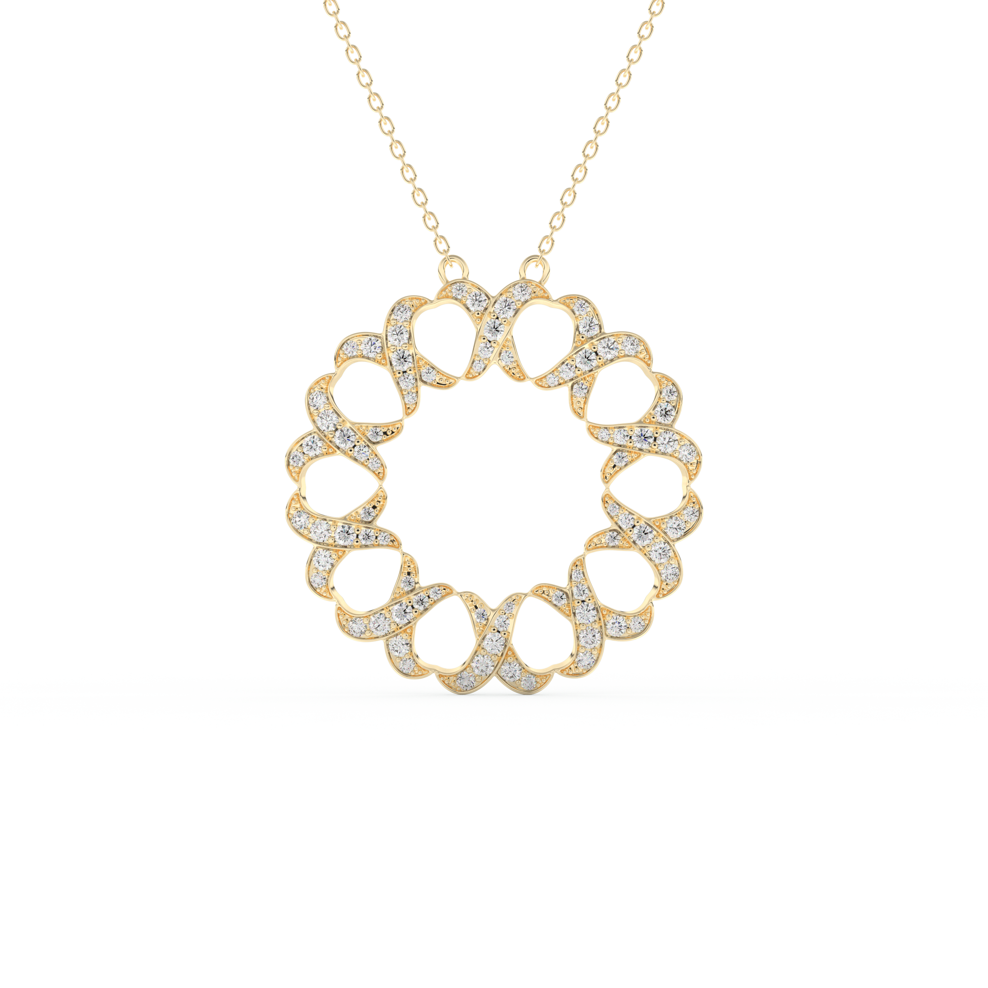 Stunning 0.302 CT Round Moissanite Diamond Spiral Necklace in Solid Gold