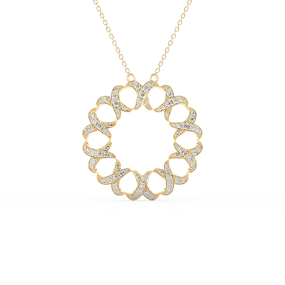 Stunning 0.302 CT Round Moissanite Diamond Spiral Necklace in Solid Gold