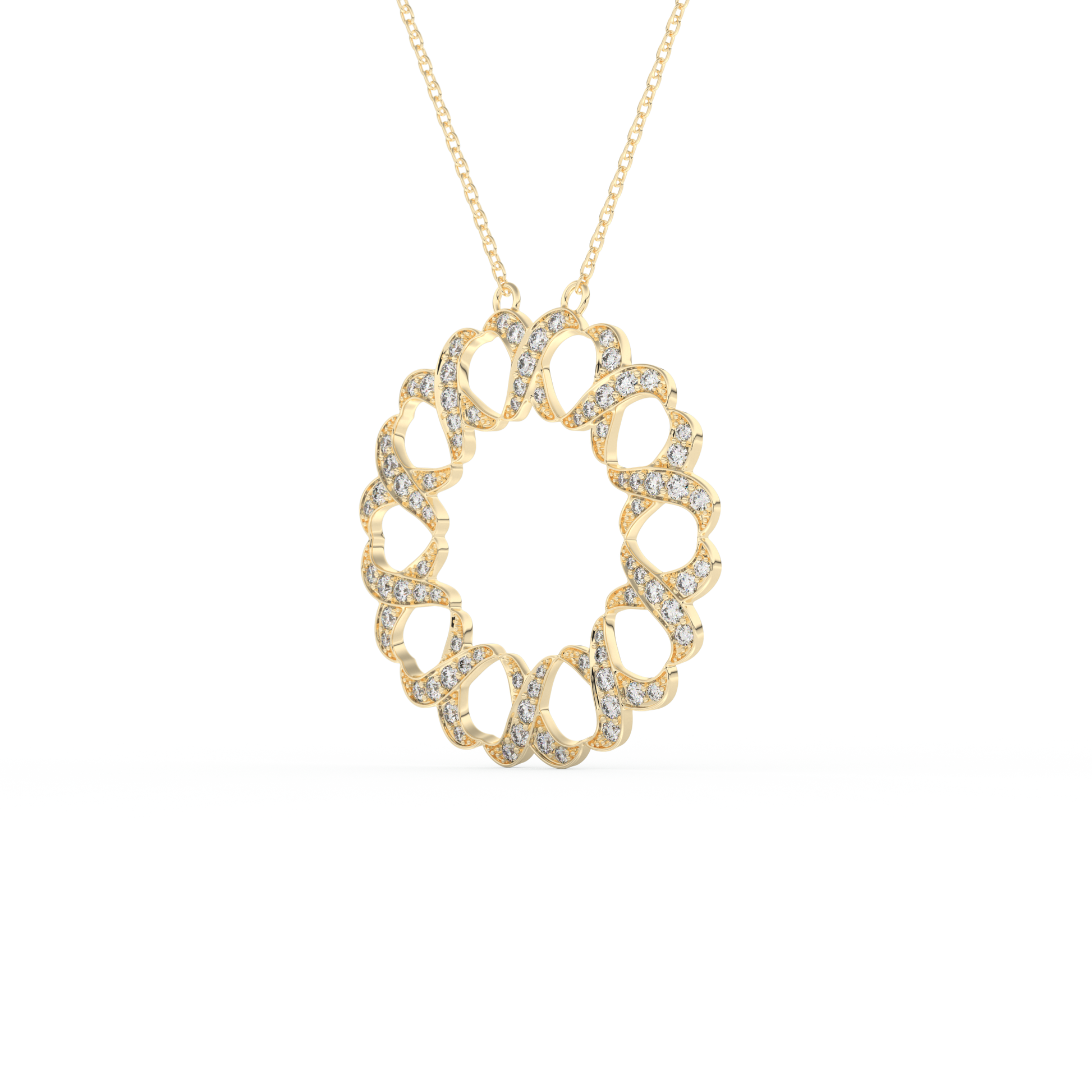 Stunning 0.302 CT Round Moissanite Diamond Spiral Necklace in Solid Gold